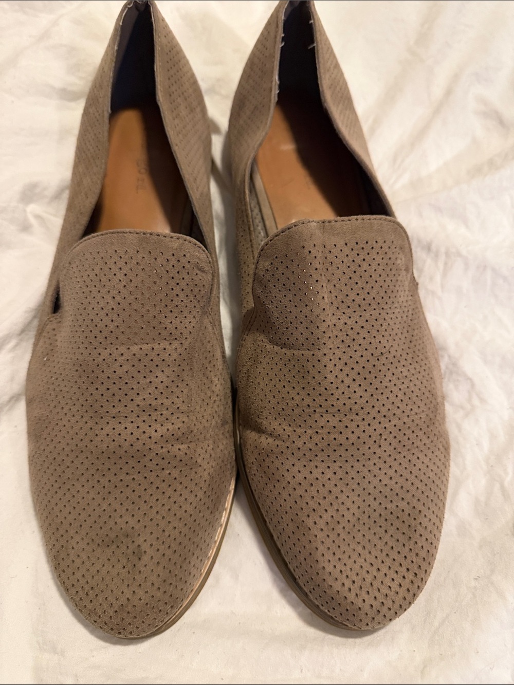 Indigo Women's Taupe Perforated Suede Loafers